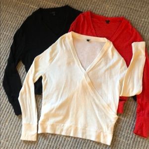 JCREW faux-wrap pullover sweater/top